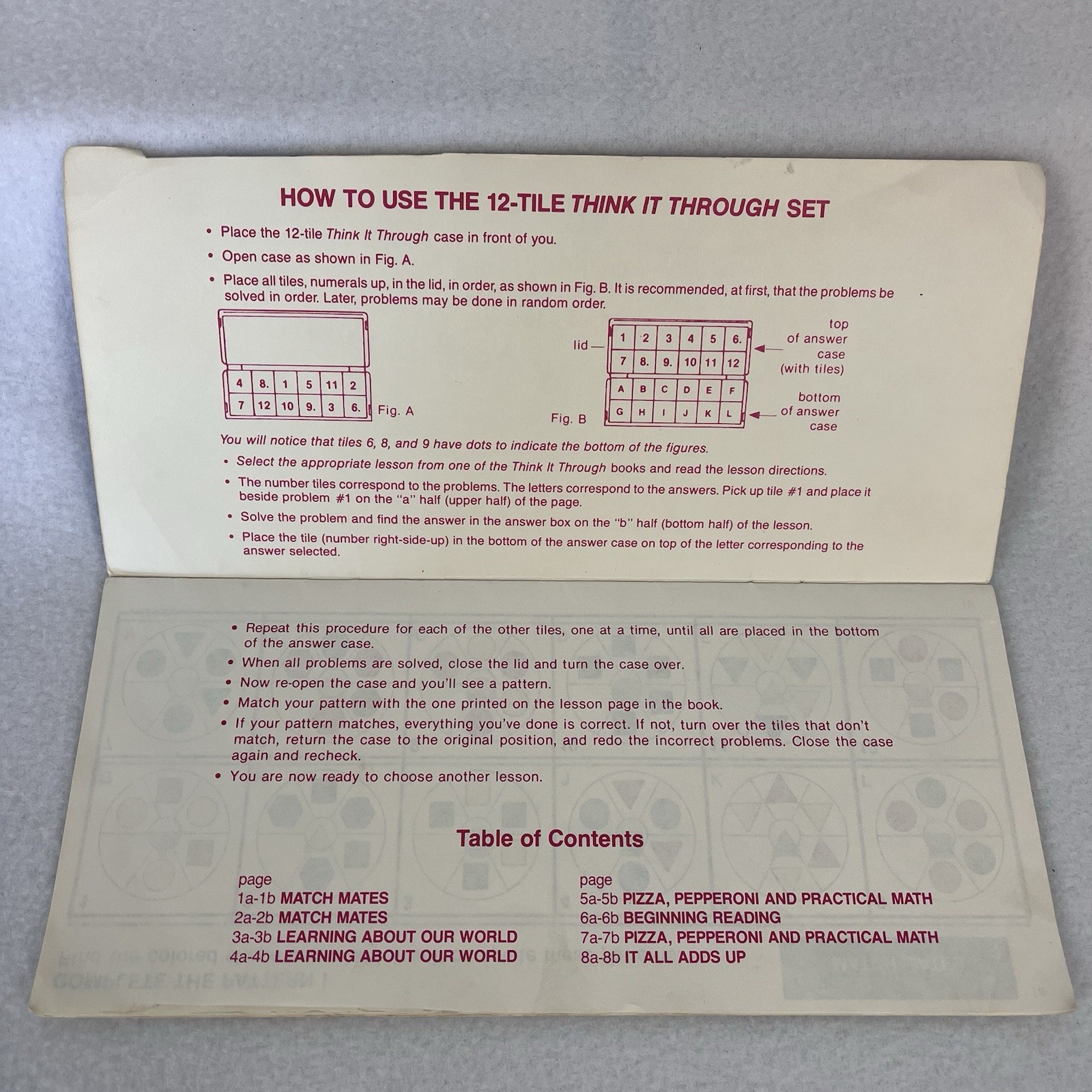 Vintage 1989 Discovery Toys Think-It-Through Tiles Children’s Learning Game