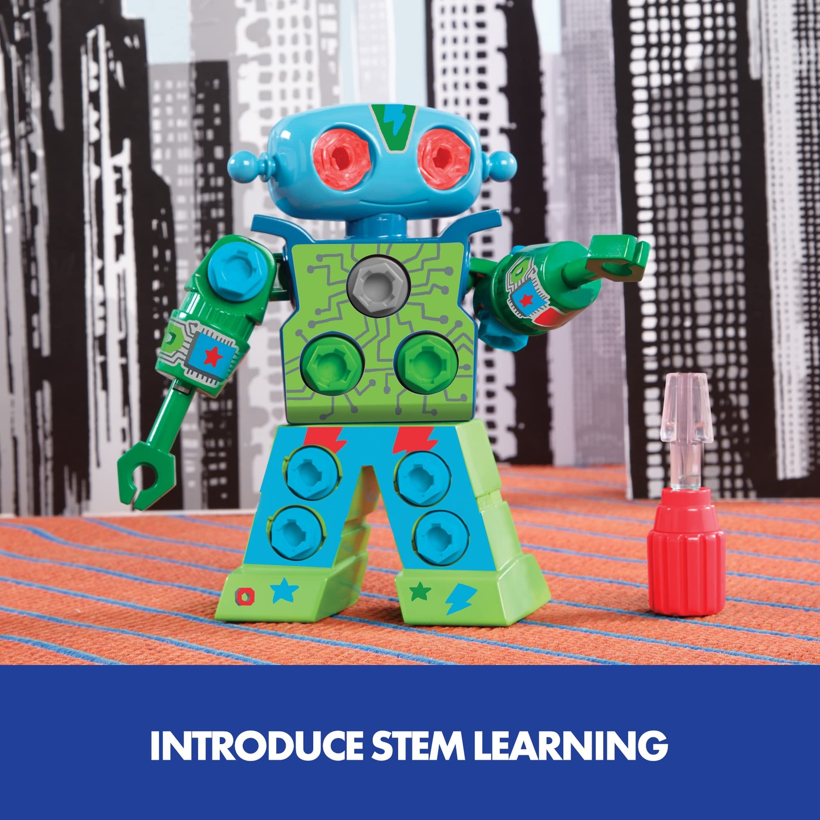 STEM Construction Robot Kit for Kids Build DIY Robot with Tools and Screws