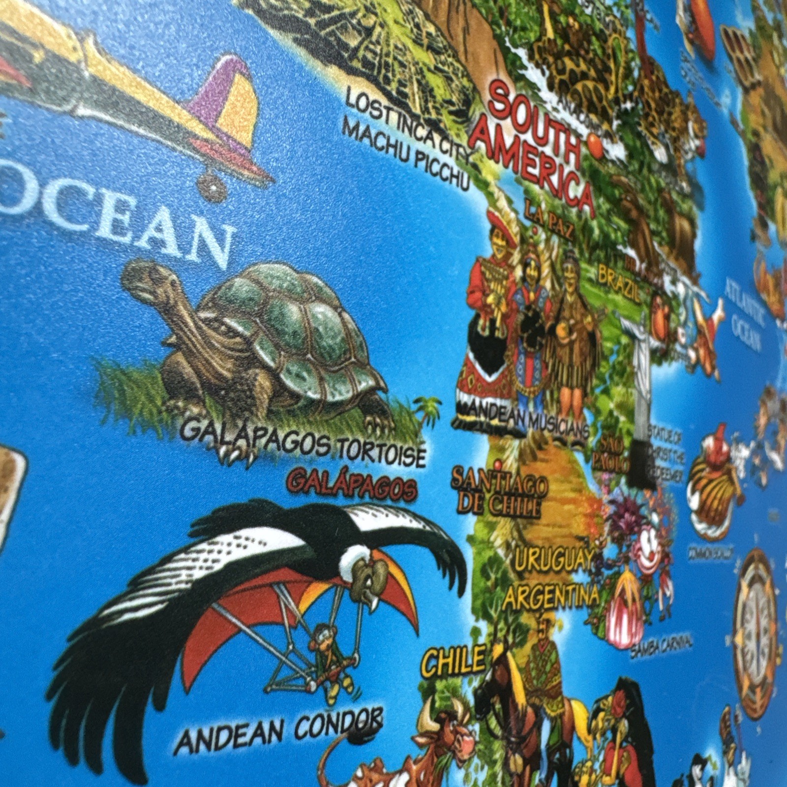 2014 Dino Laminated Geography Learning Placemat World Map 18” x 14” Cartoon