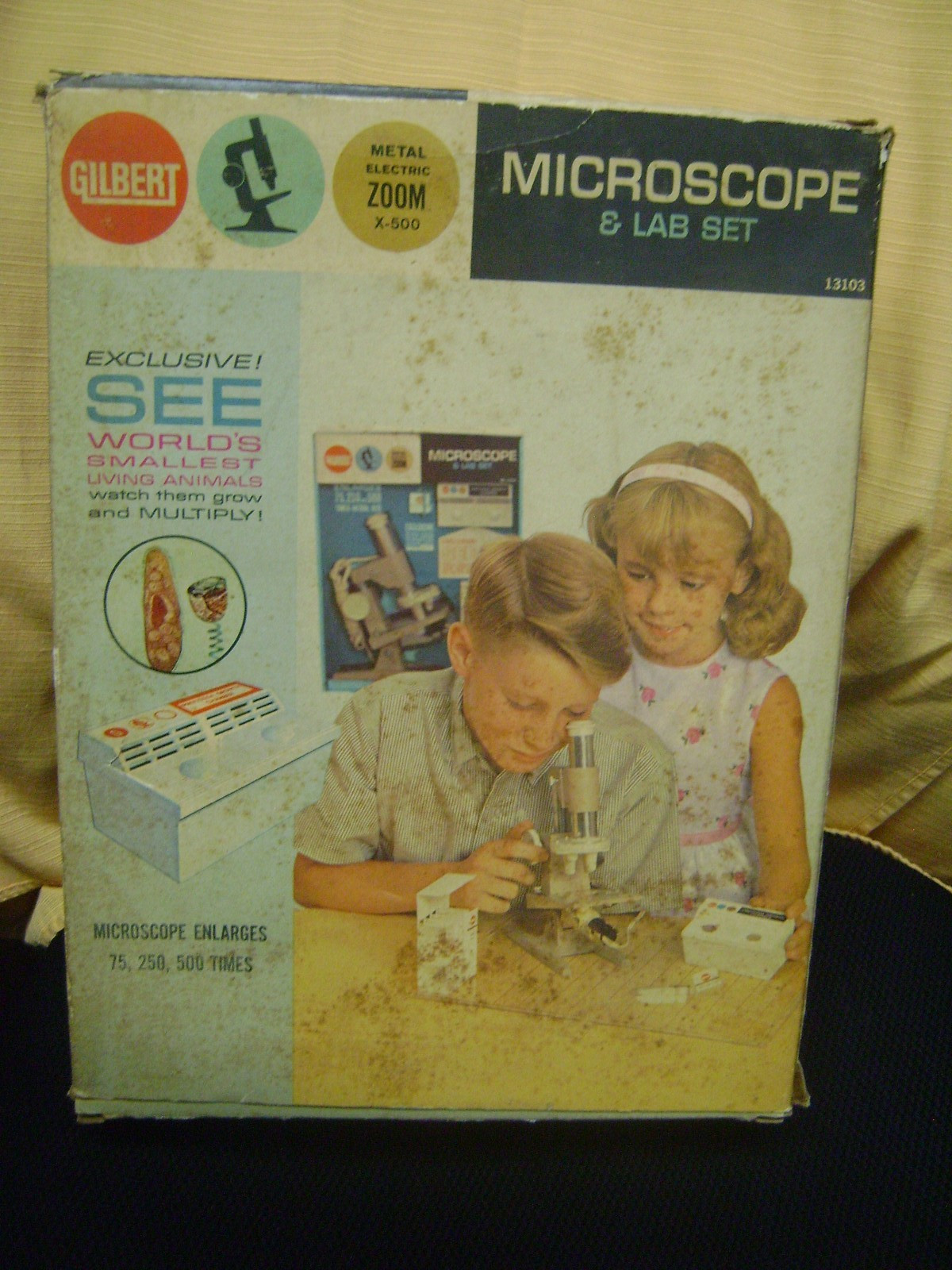 Vintage 1960s A.C. Gilbert Microscope and Lab Set Metal Case Electric Booklet