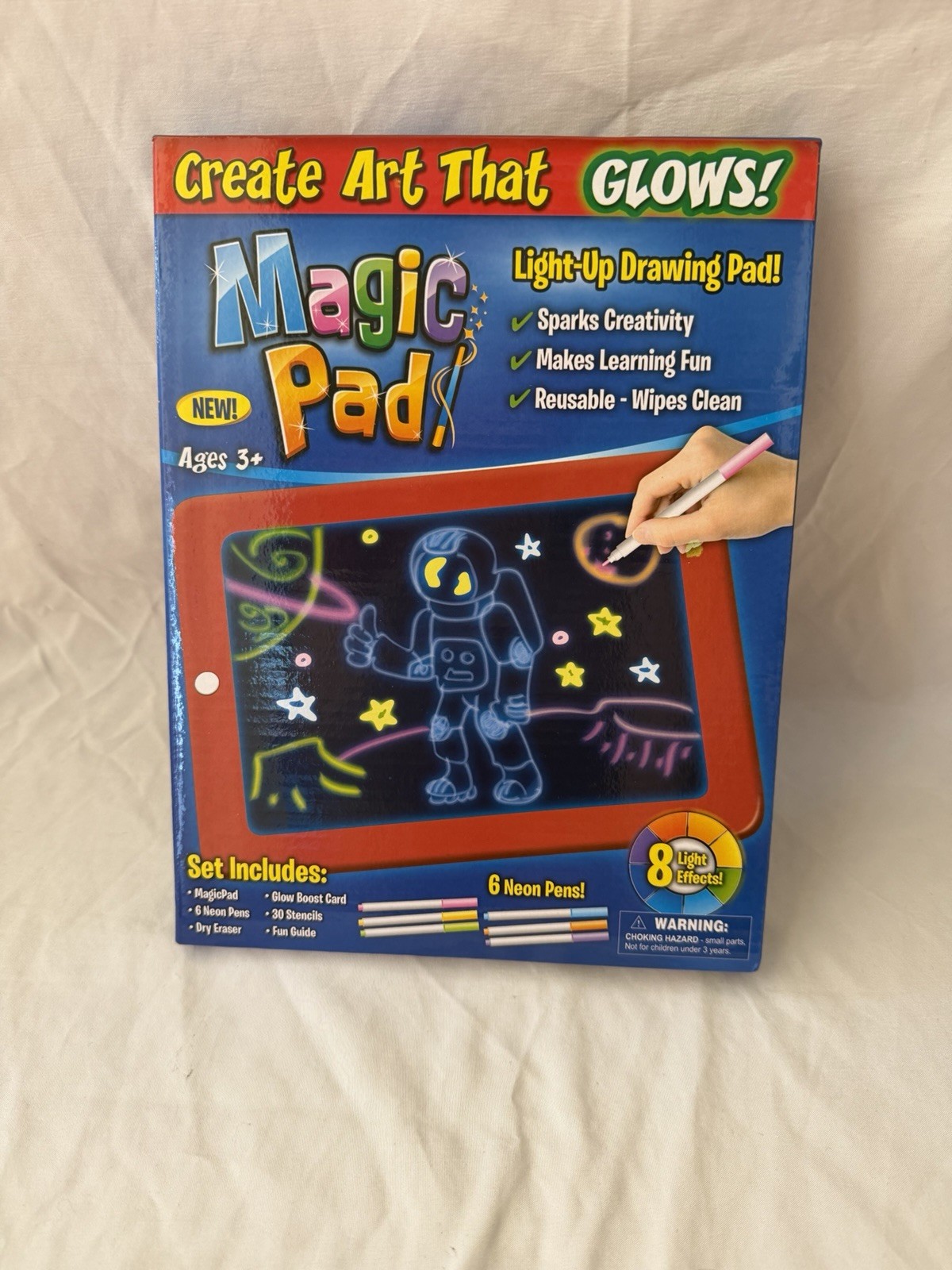 Magic Pad Light-Up Drawing Tablet Kids Art Set w/ Neon Pens Ages 3+