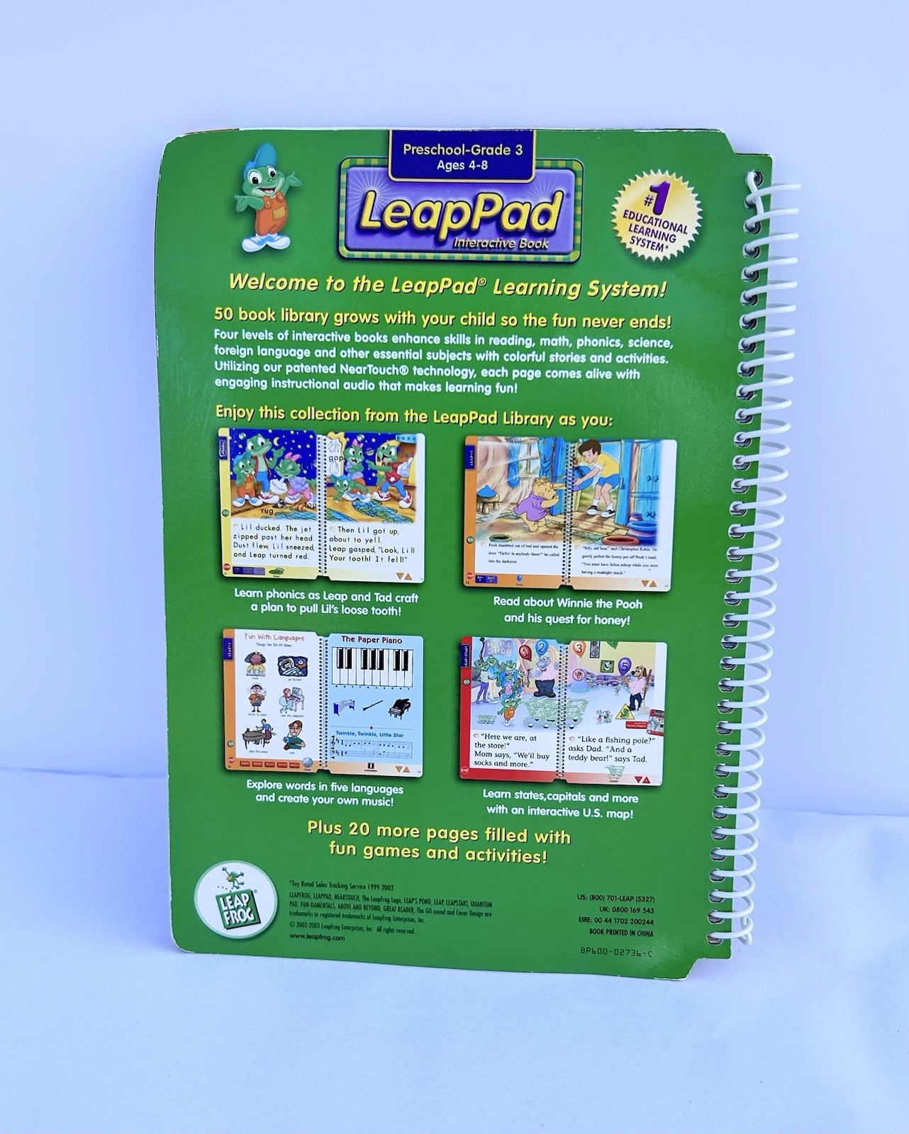 Leappad No Cartridge Needed Interactive Preschool -Grade 3 Book Ages 4-8