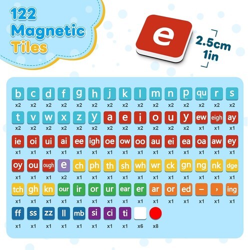 Phonics Magnetic Letter Tiles,Spelling Reading Games Manipulative Multi Color