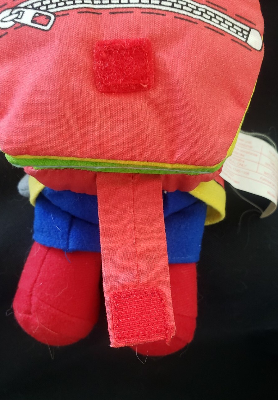 SoftPlay Plush Fireman Bear’s Storybook, Teddy Bear w/Cloth Backpack Book, 2002