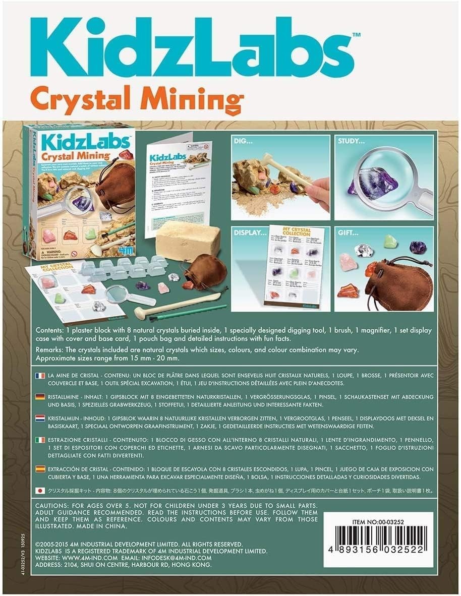 KidzLabs Crystal Mining Kit DIY Science Dig Gemstones Ages 5+ Educational STE…